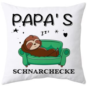 Shoppawhile Papa Geschenk - Geburtstags- und Weihnachtsgeschenk, Vatertagsgeschenk für Papa, Faultier-Motiv, Kissenbezug in Weiß, 45x45 cm
