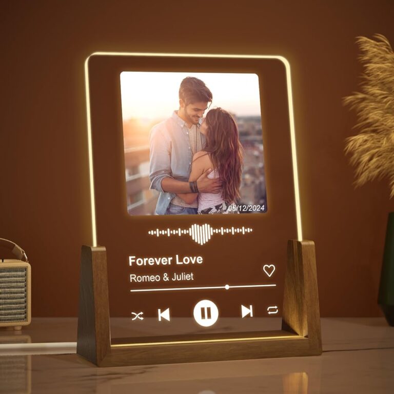 Spotify Glas Geschenk zum Valentinstag für Männer und Frauen – Personalisierte Songcover mit Foto, ideale Geschenke für Freunde und Freundinnen zu Weihnachten und zum Valentinstag