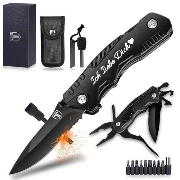 Valentinstag Multitool Taschenmesser Geschenk für Männer, Jahrestagsgeschenk für ihn - Partnergeschenke für Geburtstage und Hochzeiten, Ich liebe dich Geschenke für