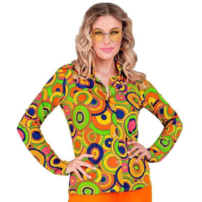 W WIDMANN MILANO Damenbluse im 70er Jahre Stil - Disco Fever Hemd für Faschingskostüme