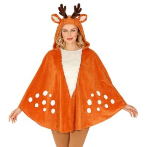 W WIDMANN MILANO Party Mode - Rehkostüm, Poncho mit Kapuze, ideal für Karneval und Mottopartys