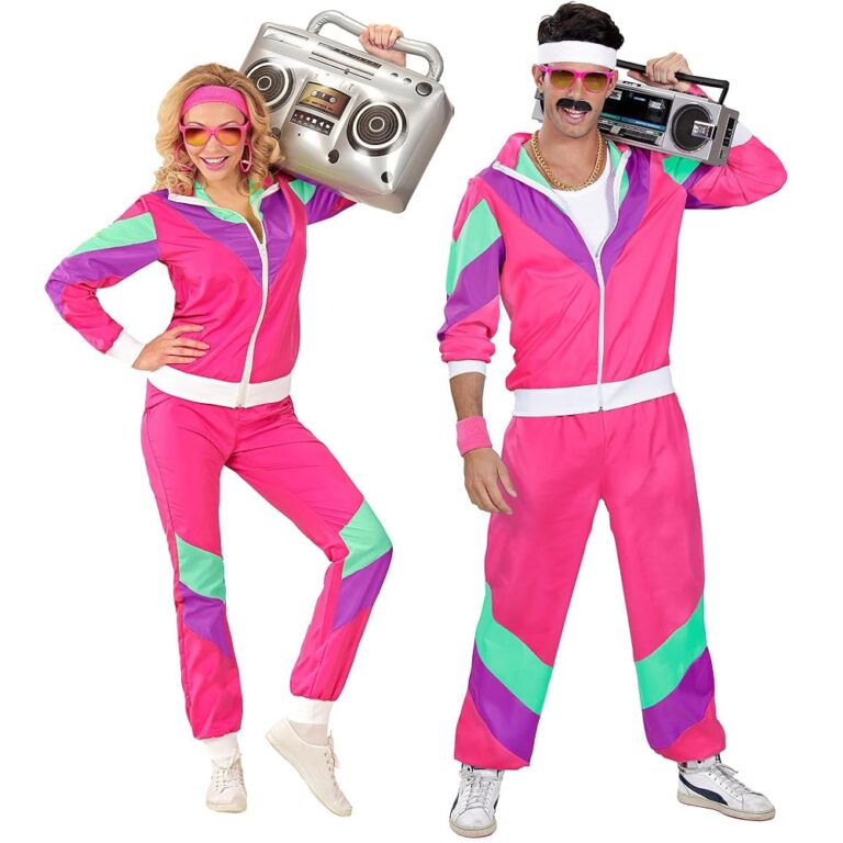 W WIDMANN MILANO Party Mode - Rosa Trainingsanzug Kostüm, 80er Jahre Outfit, Jogginganzug, Schlechtes Geschmack Kostüm, Faschingskostüme