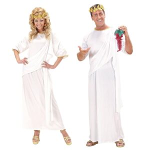 W WIDMANN MILANO Party Mode - Toga Kostüm in Weiß, griechische Göttin/Gott, Römer, Karnevalskostüme
