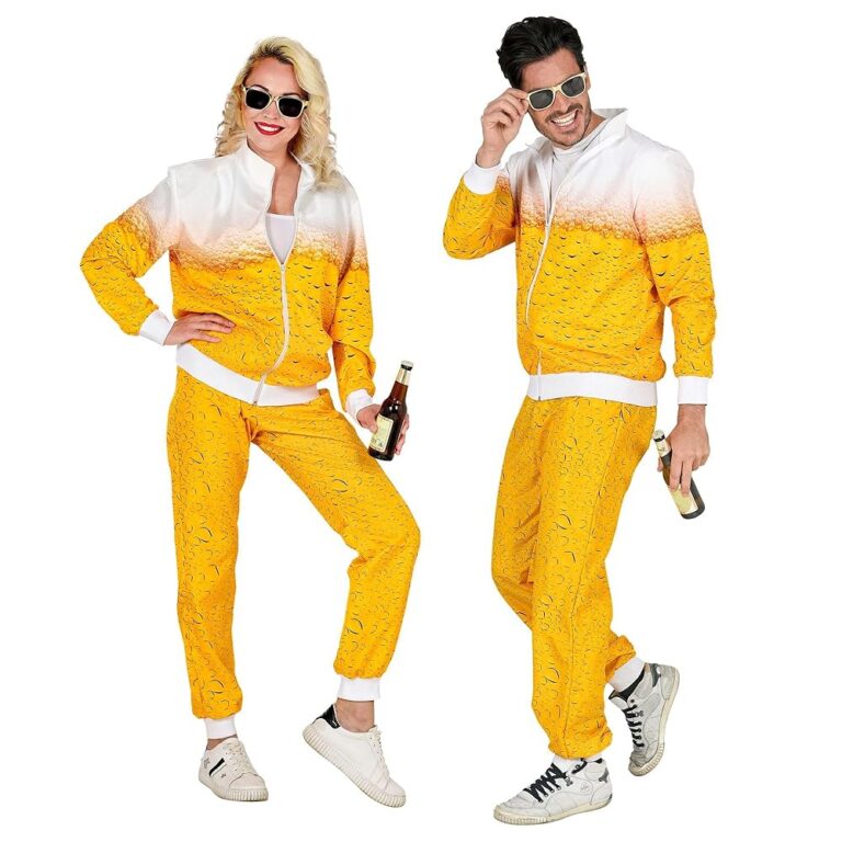 W WIDMANN MILANO Party Mode - Trainingsanzug Kostüm, Bierkostüm, 80er Jahre Look, Jogginganzug, Schlechte Geschmack Outfit, Faschingskostüme