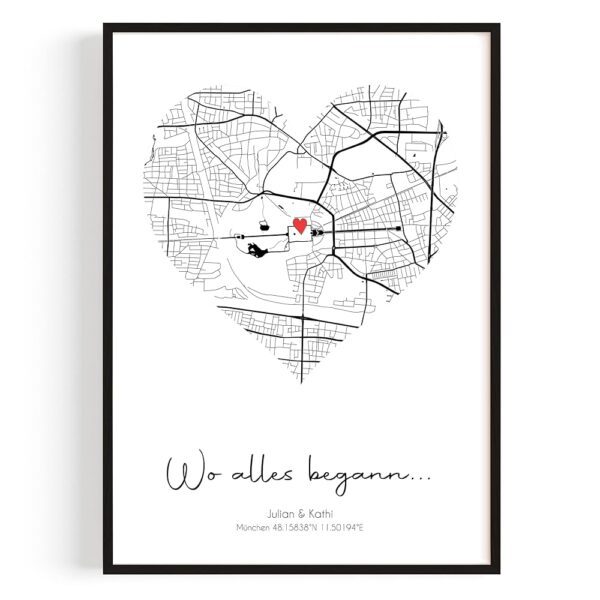 Wo alles begann: Personalisierte Geschenk-Koordinaten für Frauen – Perfekt als Jahrestagsgeschenk für ihn und sie – Ideales Geschenk für Partner und Freundinnen