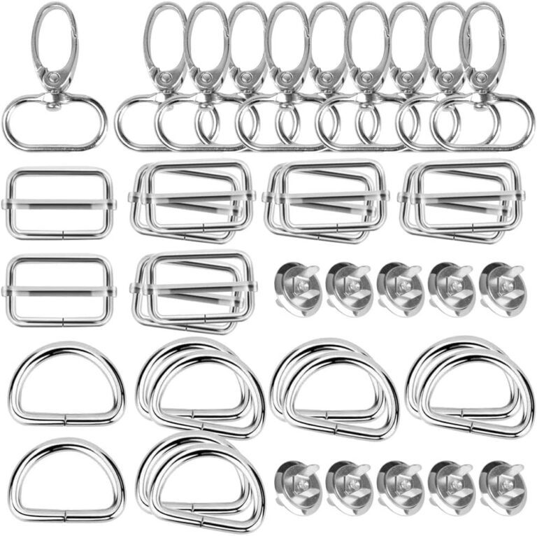 40 Stück 4 MUSTER D-Ringe Schiebeschnallen Triglide Gurtversteller Drehbare Karabinerhaken Magnetknöpfe und -verschlüsse aus Metall für DIY Taschen, Geldbörsen und Rucksäcke