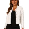 Allegra K Damen Langarm Blazer aus kariertem Tweed mit Knopfdekoration für Büro und Arbeit