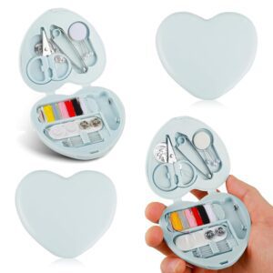 Amaxiu 2er Set Mini Reise Nähset, Praktisches herzförmiges Nähset mit faltbarem Etui für Notfälle, DIY Nähzubehör inklusive Fadenabschneider und Knopfnadeln für Reisende und...
