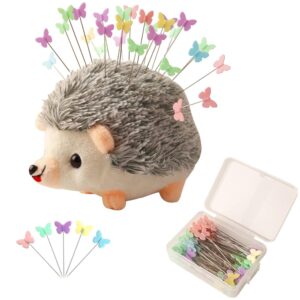 Amerson Igel-förmiges Nadelkissen – Süßer Pinnadelhalter mit 100 bunten Kopfnadeln, ideales Werkzeug für DIY-Nähprojekte, Stoffnadelhalter und Quilt-Zubehör für Handarbeiten