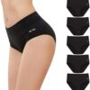 Anqier Damen Unterhosen, 5er Set Hohe Taille Stretch Baumwollslips, Atmungsaktive und Weiche Frauenunterwäsche