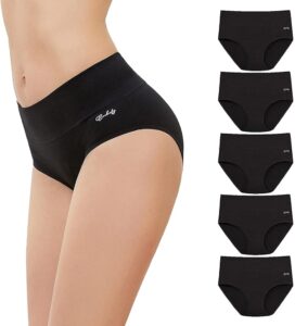 Anqier Damen Unterhosen, 5er Set Hohe Taille Stretch Baumwollslips, Atmungsaktive und Weiche Frauenunterwäsche
