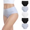 Anqier Damenunterhosen, 5er Set Hohe Taille Slips aus Stretch-Baumwolle, Atmungsaktive und weiche Damenunterwäsche