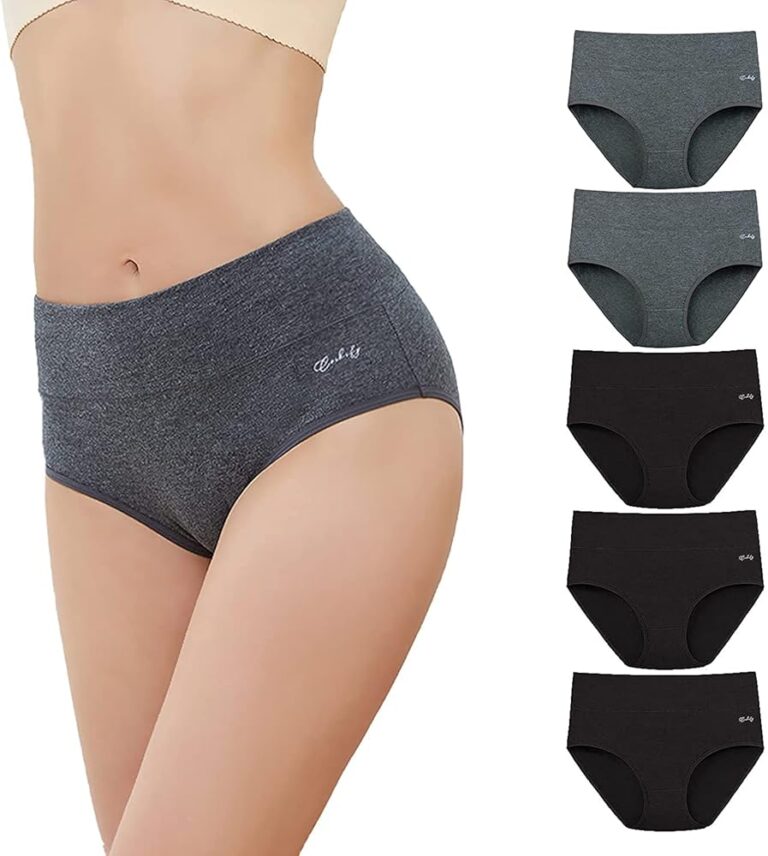 Anqier Damenunterhosen, 5er Set Hohe Taille Stretch Baumwolle Atmungsaktive und Weiche Panties für Frauen