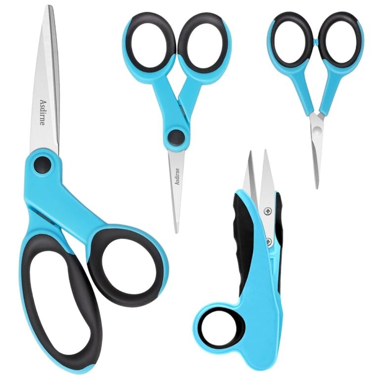 Asdirne Schneider- und Bastelscheren-Set mit scharfen Edelstahlklingen und ergonomischen Griffen, inklusive Nähschere, Bastelschere, Fadenabschneider und Stickschere
