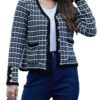 Belle Poque Damen Vintage Cardigan mit V-Ausschnitt, langen Ärmeln und Taschen