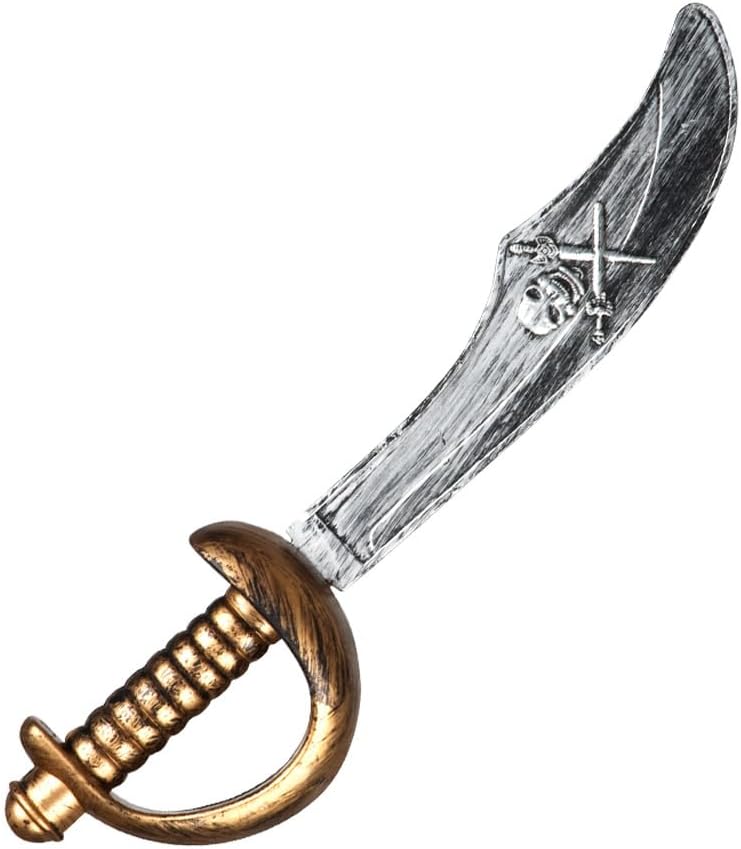 Boland 00696 - Glänzendes Piratenschwert, 37 cm, mit Totenkopf- und Schwertdesign, für Kinder und Erwachsene, in Silber und Gold, ideal für Seeräuber, Karneval, Fasching und...