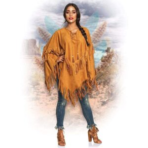 Boland 44095 - Indianerinnen-Poncho in Braun, Einheitsgröße für Erwachsene, Umhang in Lederoptik mit Fransen und Perlen, ideal für Häuptlinge, Cowboys, Squaws, Karneval,...