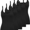 BQTQ 5er Pack Damen Unterhemden Camisole mit V-Ausschnitt und verstellbaren Spaghettiträgern