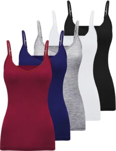 BQTQ 5er Set Damen Unterhemden Camisole mit V-Ausschnitt und verstellbaren Spaghettiträgern