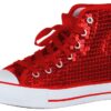 Brandsseller Damen Sneaker mit Glitzer und Pailletten – Halbhohe Schnürschuhe für Damen