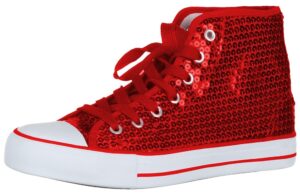 Brandsseller Damen Sneaker mit Glitzer und Pailletten – Halbhohe Schnürschuhe für Damen