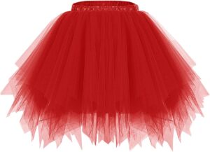 Bridesmay Damen Tüllrock – Kurzer Ballett Tutu im 50er Rockabilly Stil, Minirock für Karnevalskostüme