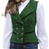 CAMDOM Damen Vintage Anzugweste im 50er Jahre Stil – Slim Fit Tweed Weste mit V-Ausschnitt