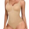CMTOP Damen Shapewear Body Shaper - Figurformender Miederbody mit BH, Bauchweg und stark formender Wirkung, V-Ausschnitt Jumpsuit für eine betonte Taille