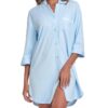 COLORFULLEAF 100% Baumwoll-Nachthemden für Frauen mit 3/4-Ärmeln, knöpfbare Schlafshirts, weiche Nachtwäsche, Nachtkleider in den Größen S-XXL