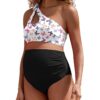 DEBELLY Umstands-Badeanzug mit tiefem Ausschnitt, einseitig, 2-teiliges Bikini-Set, mit verstellbarem Band und hohem Bund