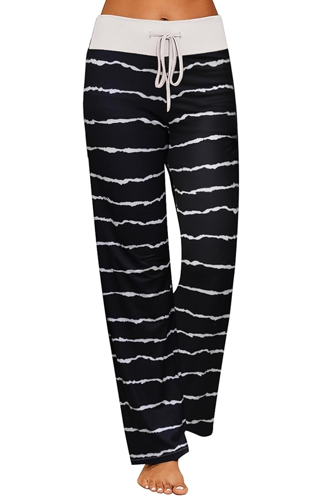Ekouaer Damen Lange Schlafanzughose - Weiche Freizeithose mit Kordelzug in den Größen S-XXL