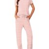 Ekouaer Damen Schlafanzug Kurzarm mit süßem Print – Zweiteiliges Pyjama-Set für den Sommer mit Taschen