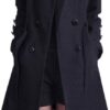 EWFAS Damen Trenchcoat – Eleganter schwarzer Wollmantel mit Umlegekragen, zweireihig, langärmlig, für große Größen, winddicht, einfarbig, ideal für den Winter und verstellbar...