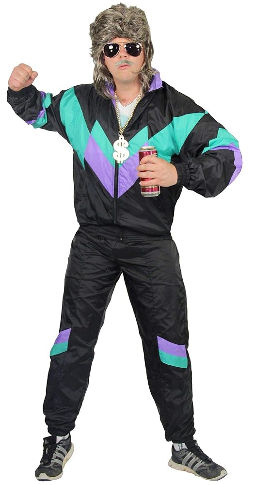 Foxxeo Herren Trainingsanzug Kostüm im 80er Jahre Stil – 80s Jogginganzug Assi in den Größen S-XXL