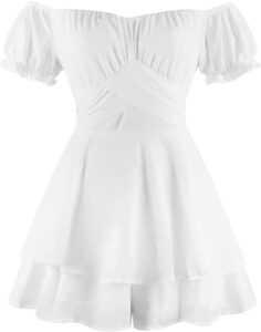 FYMNSI Damen Eleganter Schulterfreier Sommer-Jumpsuit für Cocktailpartys – Festlicher Overall, Kurzer Playsuit, Einteiler Hosenanzug