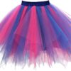 Girstunm Damen Vintage Tüllrock im 50er Jahre Stil – Mehrfarbiger Petticoat, Kurzrock für Tanz und Ballett