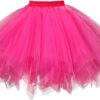 GOOBGS Damen Vintage 50er Jahre Ballettrock - Mehrschichtiger Tüll Petticoat mit Puff-Effekt