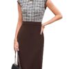 GRACE KARIN Damen Midi Bodycon Kleid mit Rundhalsausschnitt und Flügelärmeln – Vintage Stil für formelle Anlässe im Frühling und Sommer 2025