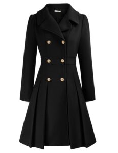 GRACE KARIN Damen Wintermantel - Zweireihiger Knielanger Trenchcoat mit Revers, A-Linie Jacke für die kalte Jahreszeit