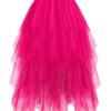 Hanpceirs Damen Tüllrock im High-Low-Design – Lagen-Rock mit puffy Effekt, A-Linie Midi-Rock, unregelmäßiger Tutu-Rock