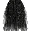 Hanpceirs Damen Tüllrock mit High-Low-Schnitt, schichtweise, puffig, A-Linie, Midi-Rock, unregelmäßiger Tutu-Rock