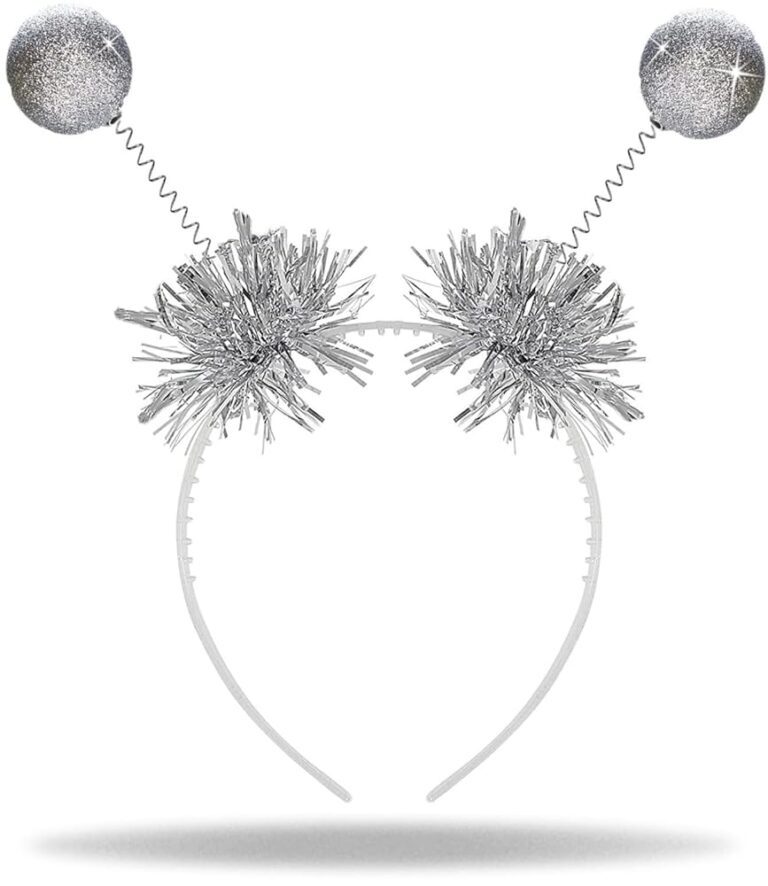 Hatstar Glitzernder Alien Haarreif in Silber | mit 2 schwingenden runden Bällen | Party Disco Kugeln | Kopfschmuck Zubehör für Karneval & Fasching | Haarschmuck für Damen,...