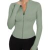 IECCP Damen Sport T-Shirt - Langarm Yoga Crop Top mit Halbreißverschluss und Daumenloch für Fitness und Gym