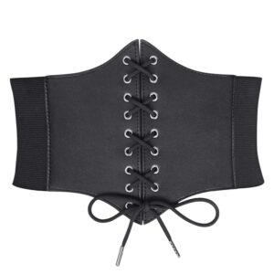 JasGood Damen Schnürkorsett Gürtel mit elastischem Breitenband, Waspie Taille Hüftgurt für Damen