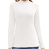 Jiuday Damen Thermoshirt Langarm - Elegantes Basic Oberteil mit Stehkragen, Fleece-Funktion und Slim Fit für den Winter