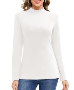 Jiuday Damen Thermoshirt Langarm - Elegantes Basic Oberteil mit Stehkragen, Fleece-Funktion und Slim Fit für den Winter