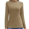 Jiuday Damen Thermoshirt Langarm mit Stehkragen – Elegantes Fleece-Oberteil für den Winter im Slim Fit Design