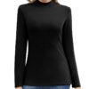 Jiuday Damen Thermoshirt mit Stehkragen - Elegantes Langarm Oberteil für den Winter, Fleece Funktionsshirt im Slim Fit Design