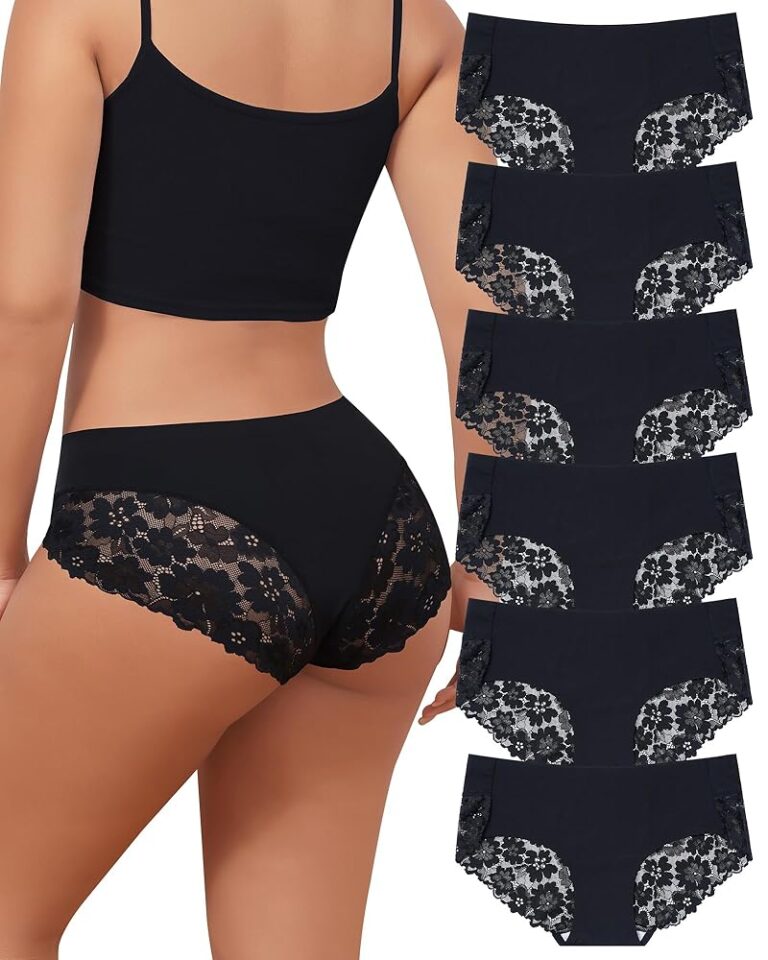Levao 6er Set Seamless Damenunterwäsche – Nahtlose Spitzen-Hipster Slips für Frauen, Bequeme Unterhosen in S-XXL