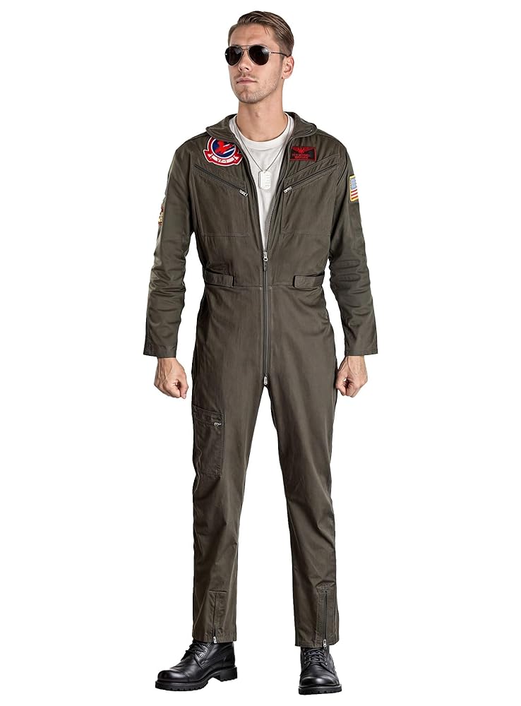 Maskworld Original Top Gun Deluxe Overall - Lizenziertes Kostüm für Erwachsene - Ideal für Karneval und Motto-Partys - Größe: L-XL